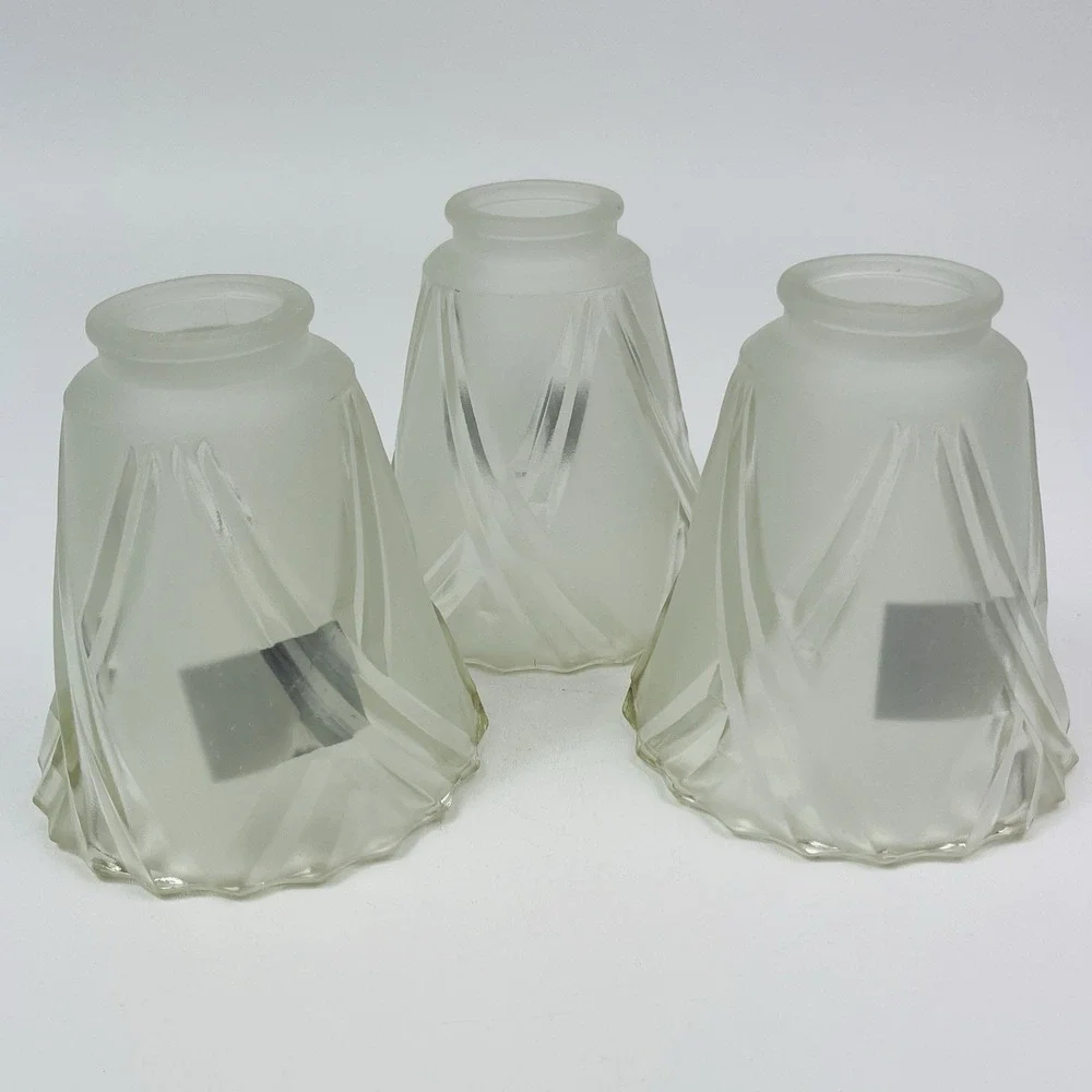 Set of 3 Light Shades Clear Frosted Glass 2 1/4 Ceiling Fan Chandelier Wall Scon